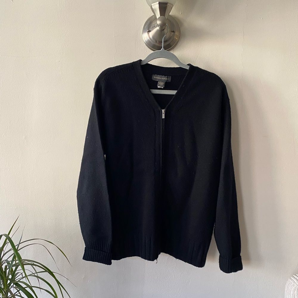 Banana Republic Men's Black Zip-Up Sweater Size Large